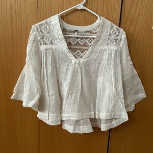 Free People super cute blouse, see-through, off-white. Great style